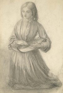 Elizabeth Siddal che suona uno strumento a corda, c.1852 da Dante Gabriel Charles Rossetti
